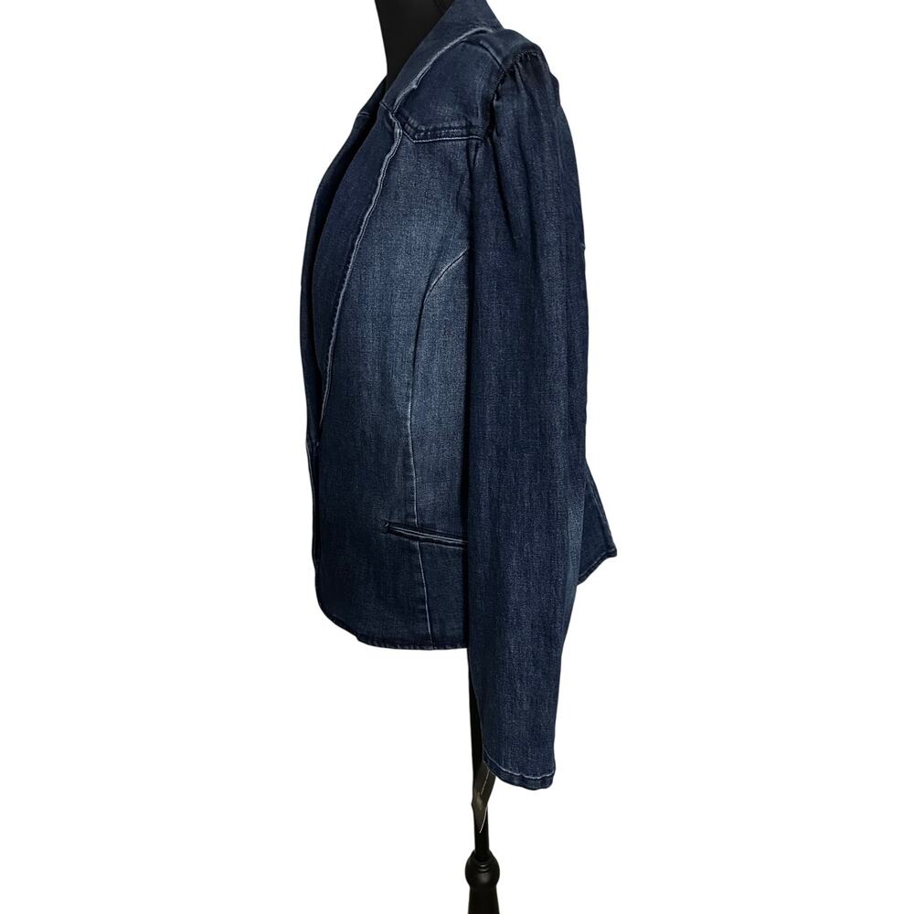 INC Concept Puff-Sleeve Blue Denim Blazer - Picture 3 of 6